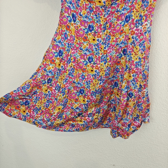 For Love & Lemons Sasha Mini Dress Blue Dizzy Floral Puff Sleeves Size Small - Picture 12 of 16